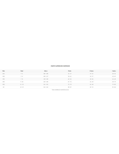 TALLAJE TEXTIL JOMA JUNIOR.