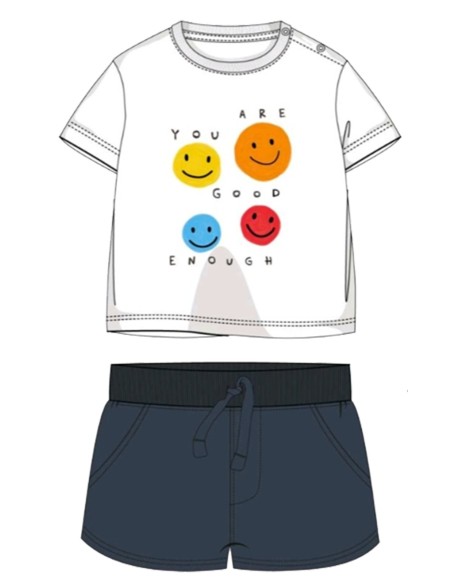 CONJUNTO BEBE UNISEX CAMISETA BLANCA Y SHORT MARINO  CONJUNTO BEBE UNISEX CAMISETA BLANCA Y SHORT MARINO