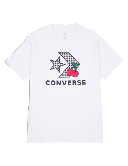 CAMISETA CONVERSE BLANCA DETALLE CUADRADOS (10026042-A01).