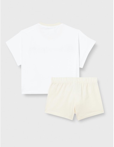 Conjunto Completo Champion Legacy Icons G para Niñas: Camiseta y Shorts con Estilo Deportivo y Comodidad Duradera (404966-WHT).