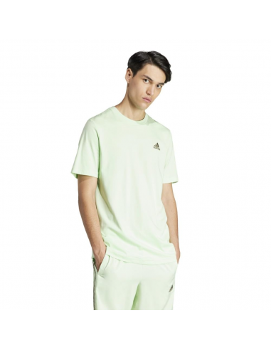 Camiseta adidas Essentials Single Jersey con Pequeño Logotipo Bordado para Hombre - Color Semi Green Spark, Talla S (IS1315).