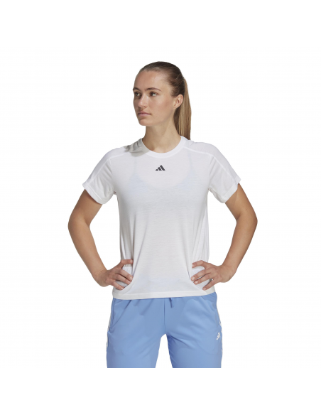Camiseta Adidas Blanca TR-ES Crew: Comodidad y Estilo Deportivo (HR7796).