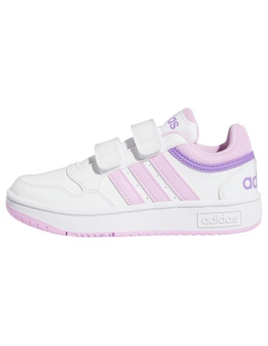 Zapatillas Adidas Hoops 3.0 Blancas Rosas Velcro | Estilo y Confort para Niñas (IF5319).