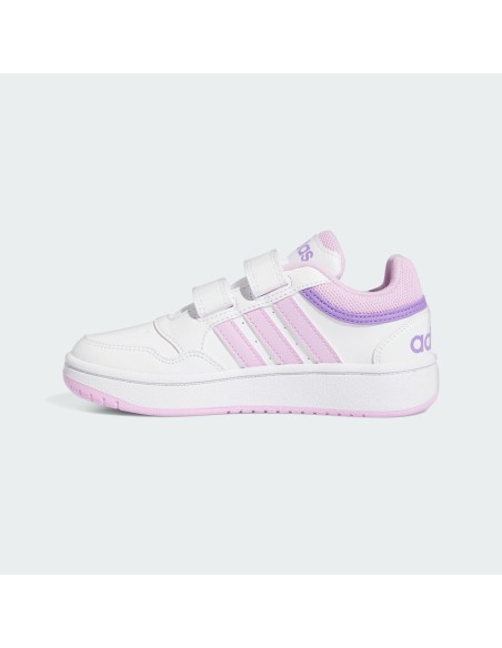 Zapatillas Adidas Hoops 3.0 Blancas Rosas Velcro | Estilo y Confort para Niñas (IF5319).