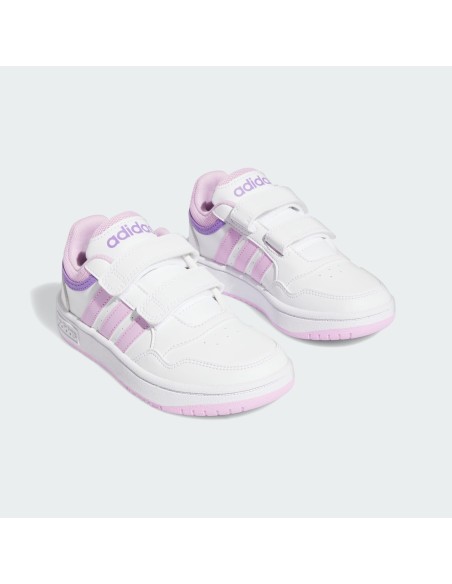 Zapatillas Adidas Hoops 3.0 Blancas Rosas Velcro | Estilo y Confort para Niñas (IF5319).