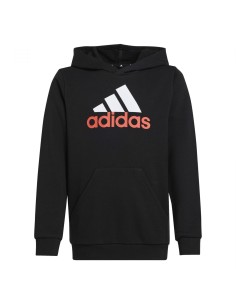 Sudadera Adidas Negra con Capucha y Letras Rojas - Estilo Deportivo y Audaz (IV7323).