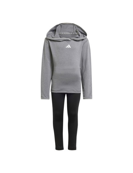 Conjunto Adidas Gris con Leggings Negros para Niña | Estilo y Comodidad Deportiva (IV9525). Conjunto Adidas Gris con Leggings Negros para Niña | Estilo y Comodidad Deportiva (IV9525).