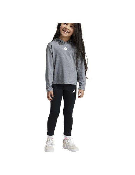 Conjunto Adidas Gris con Leggings Negros para Niña | Estilo y Comodidad Deportiva (IV9525). Conjunto Adidas Gris con Leggings Negros para Niña | Estilo y Comodidad Deportiva (IV9525).