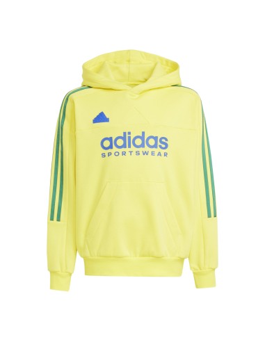 SUDADERA ADIDAS AMARILLA LINEAS VERDE CAPUCHA (IY6385).