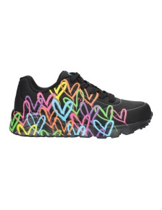 ZAPATILLAS UNO LITE NEGRA CORAZONES COLOR (314064L-BKMT).